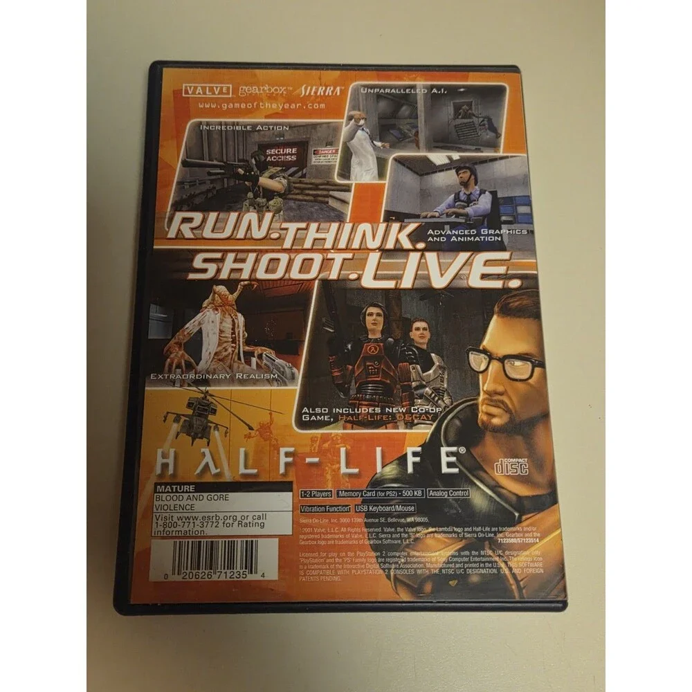 Half-Life (Sony PlayStation 2, 2001) PS2 SLUS-20066 - Case & Disc - TESTED